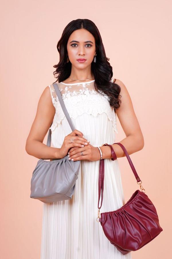 Grey Ruched Shoulder Bag