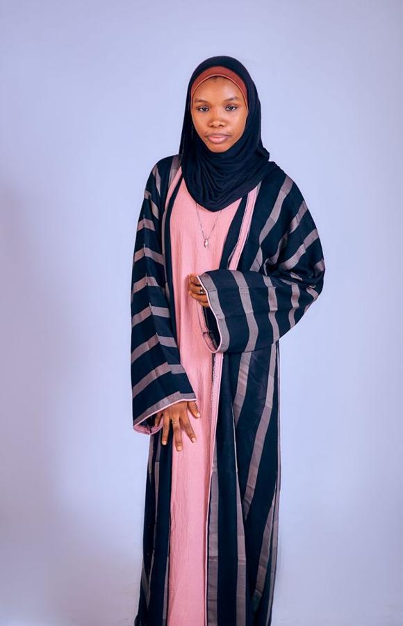 Navy Striped Open Abaya
