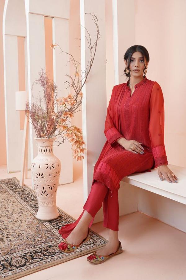 Red Kurta Pant Set