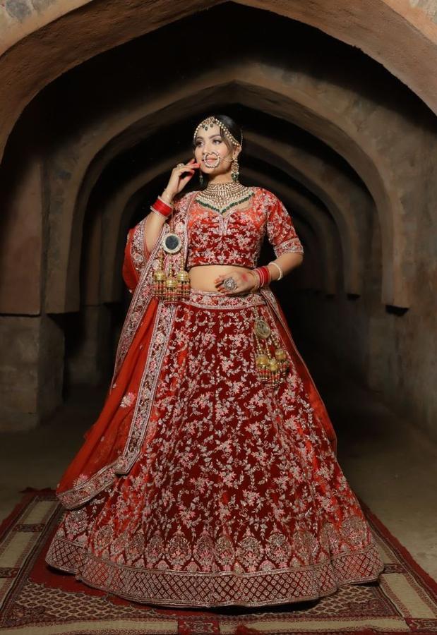 Red Velvet Bridal Lehenga